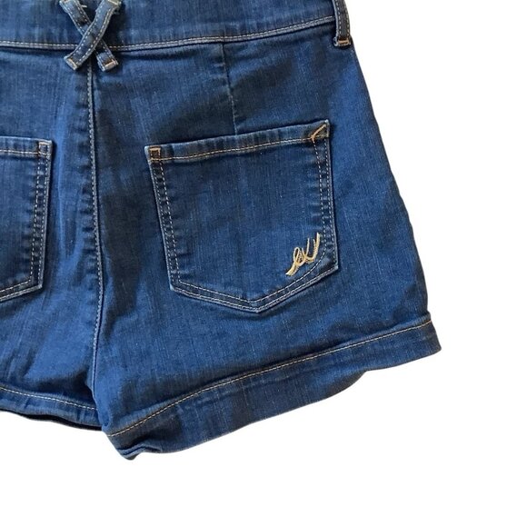 Express Jean Shortie Shorts Blue Denim Stretch Four Pocket Womens Size 2 - Picture 3 of 9